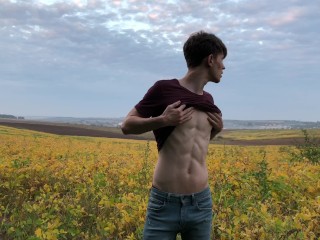 Hot Boy MASTURBATE OUTDOOR / 23 Cm / Huge DICK / Sexy ABS / Teen Boy / Stud