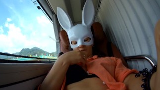 Hot risky public masturbation on the bus to Saigon