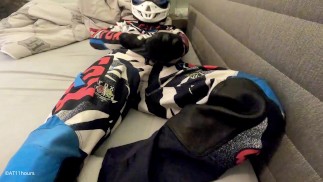Blond boy jerk off in fox mx gear