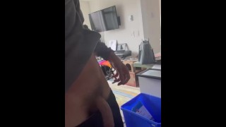 gay guy bored at home, whips dick out to show off his meat