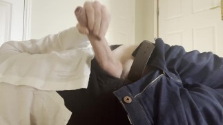 Desperate masturbation after getting home - straight guy with big cock jerks fat dick to cumshot
