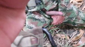 Colombian military expels semen in heaps, on public roads and in the jungle. public masturbation