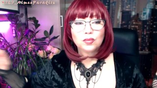 A busty mature dirty bitch MILF with glasses fucks herself hard with a dildo and slaps her tits...