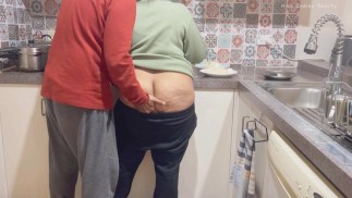 Indian Kitchen Affair: Busty Step Sister's Ass Kissed, Pressed and Pleasured!
