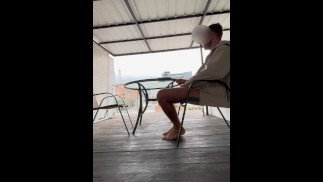 Jerking off on the balcony of my airbnb in colombia and cumming hard! Public jerk off