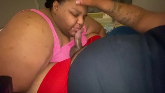 GHETTO GAGGING black bbw swallows dick gone