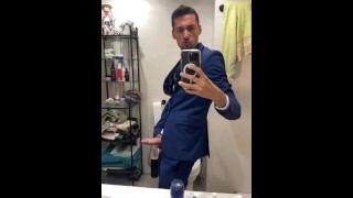Hard on suit big dick on slow motion