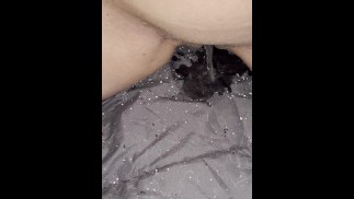 Babe pisses in bed