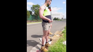 Two Tradies Taking a Slash