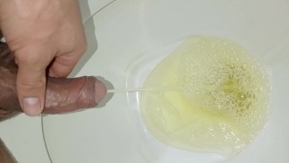 pissing in public bathroom, they almost caught me huge, urine, close-up, fetish submissive