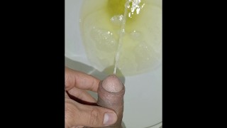 desperate long and pleasant pissing, original sound, closeup