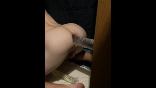 twink stretches hole out on huge dildo