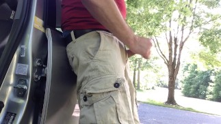I stop my car in a parking lot, hop out and jerk-off real quick. So horny!