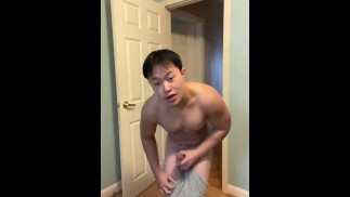 Horny Asian Guy Strokes His Cock