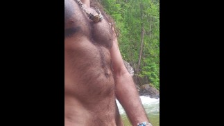 Masterbating outdoors by some gorgeous waterfalls